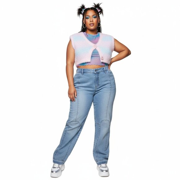 The Blues Womens Rhinestone Embellished High Rise Denim Blue Jeans Plus Size 20 - Picture 1 of 11